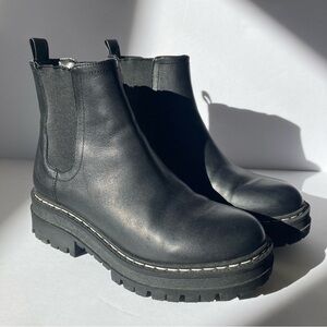 MARC FISHER Women’s Pirro Leather Black Chelsea Boots Pull On Lug Sole 5 M